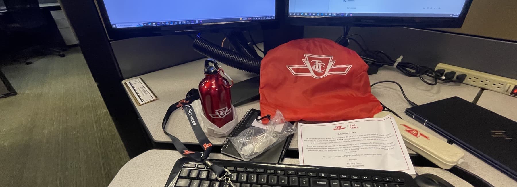 First-day desk and welcome kit at the TTC